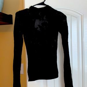Bebe sexy sheer mock neck lace top size medium NWOT